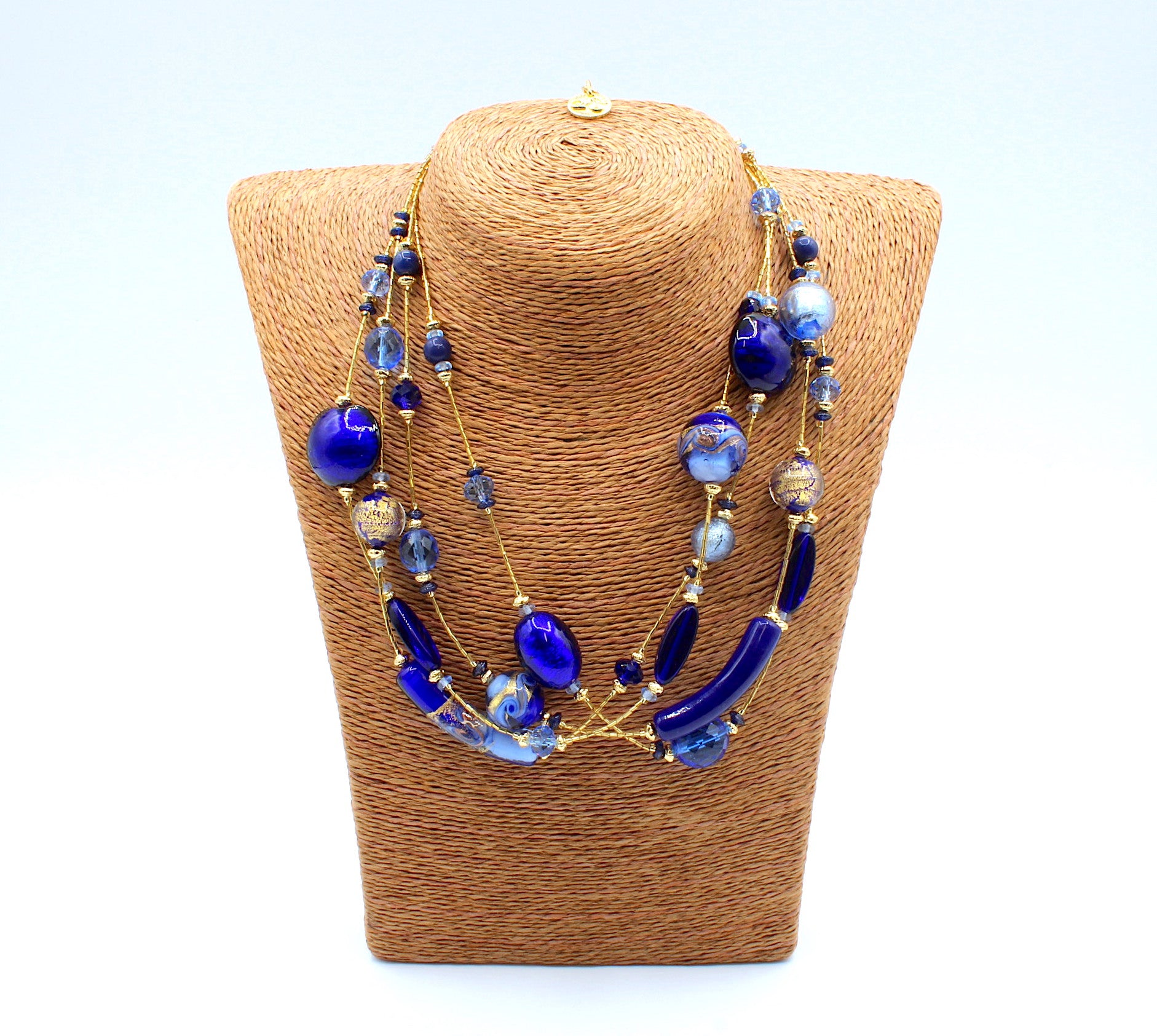 Murano Glass Lime & Light Blue Beaded Necklace | Uno Alla Volta